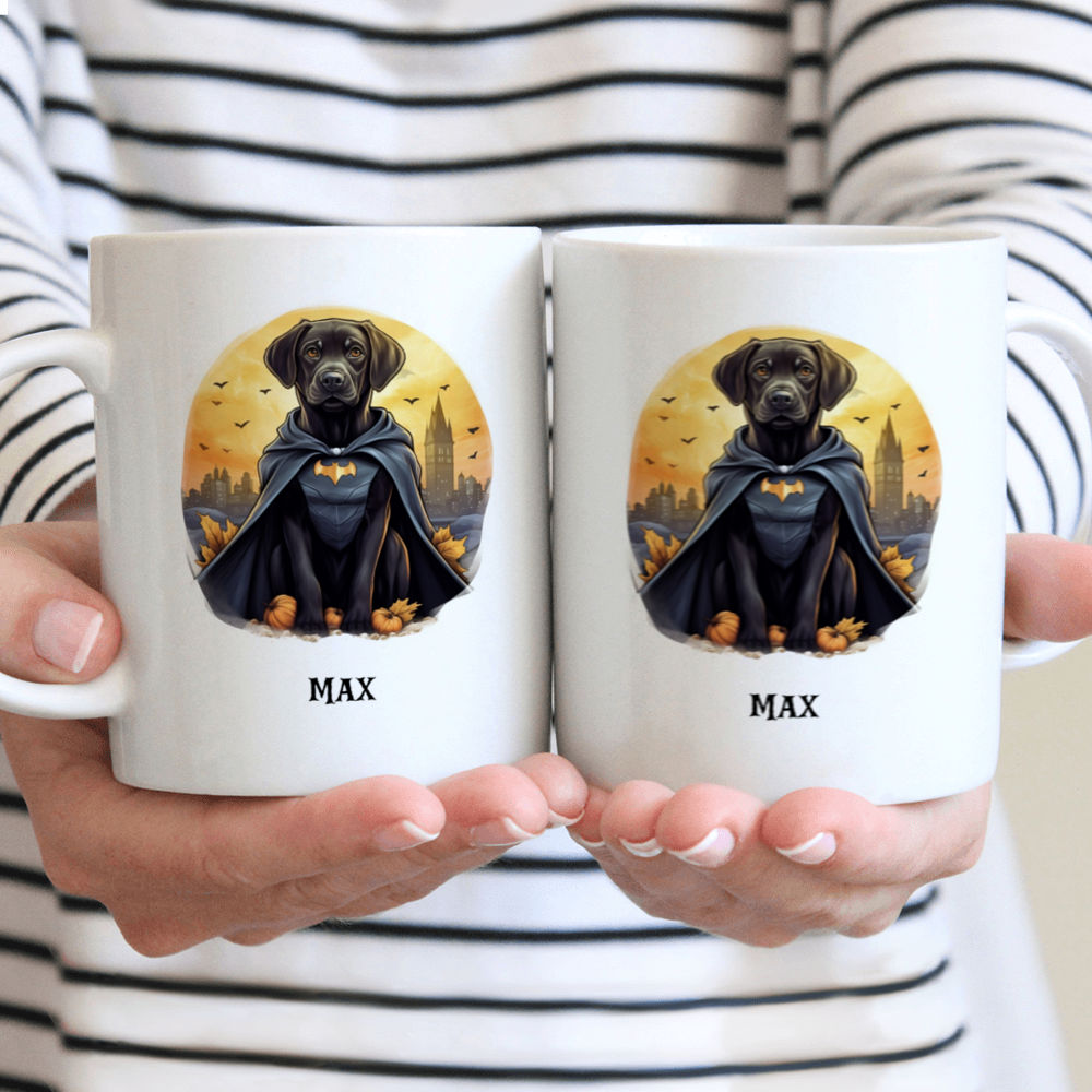 Halloween Dog Mug - Labrador Retriever Dog Batman Costume Cartoon - Mug