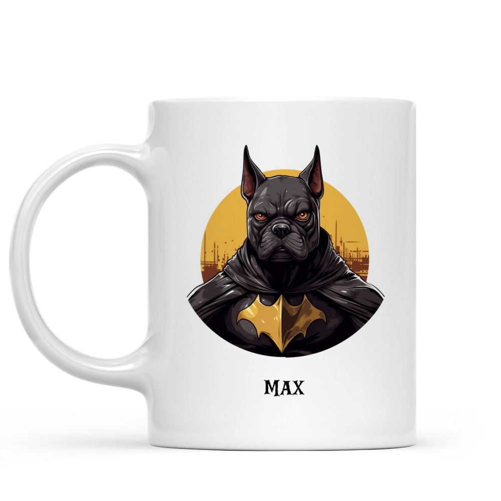 Halloween Dog Mug - Bulldog Dog Batman Costume Cartoon - Mug_1