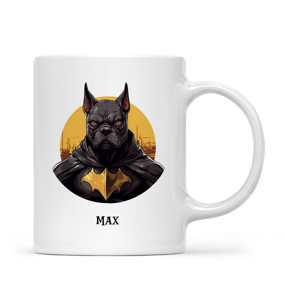 Halloween Dog Mug - Bulldog Dog Batman Costume Cartoon - Mug_2