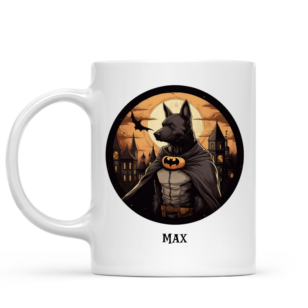 Personalized Mug - Halloween Dog Mug - German Shepherd Dog Batman Costume Cartoon_1