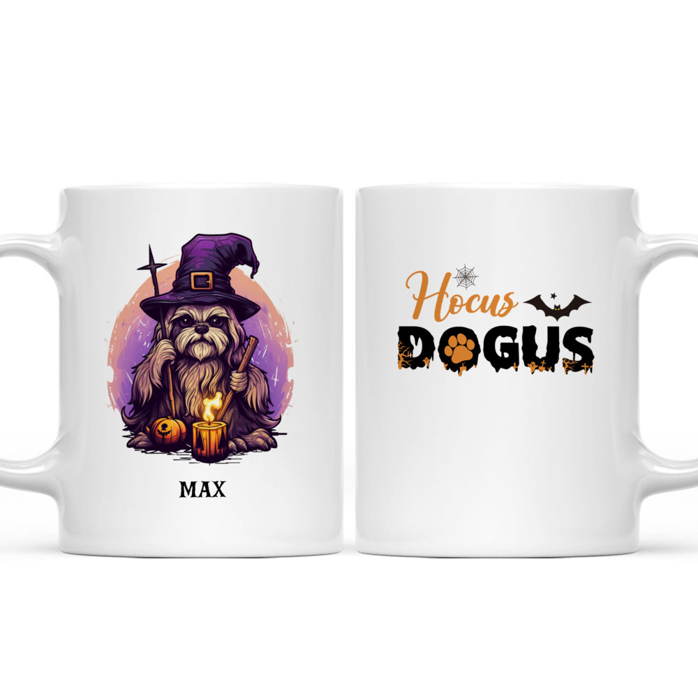 Personalized Mug - Halloween Dog Mug - Cute Shih Tzu Dog Witch Holding Candle Halloween Mug_3