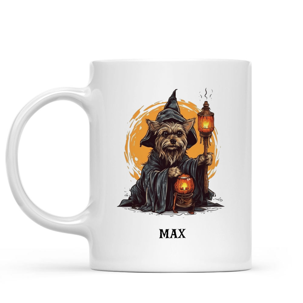 Halloween Dog Mug - Cute Yorkshire Terrier Witch Dog Halloween Candlelight - Mug_1