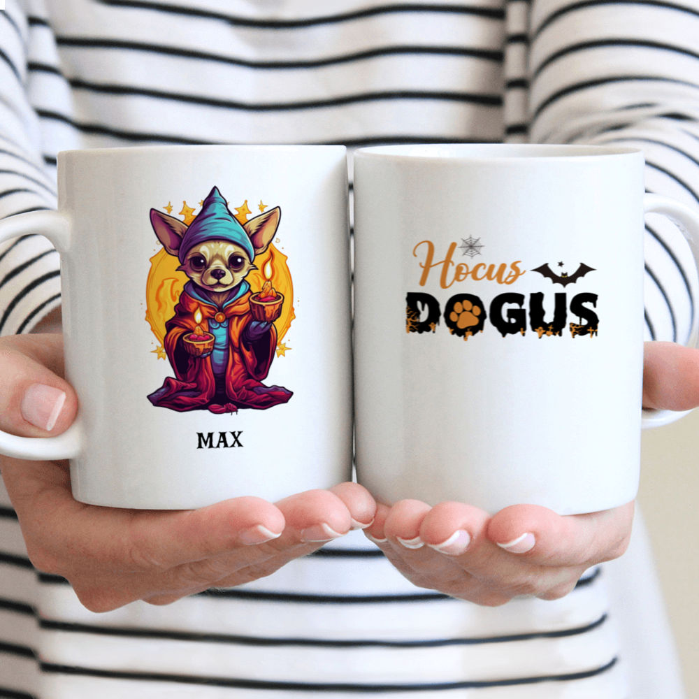 Halloween Dog Mug - Cute Chihuahua Witch Holding Candle Halloween Dog Mug - Mug