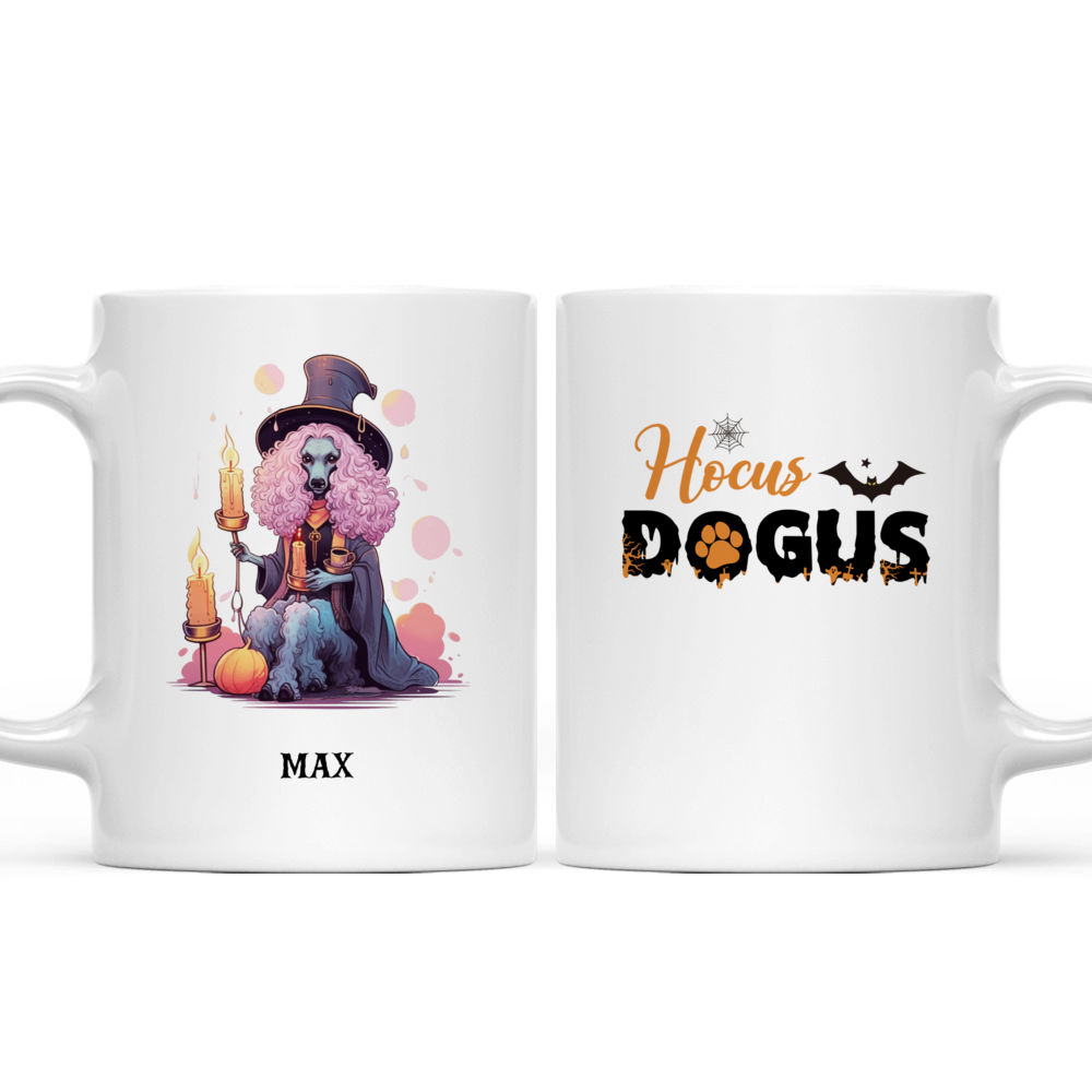 Cute Poodle Dog Witch Holding Candle Halloween Mug