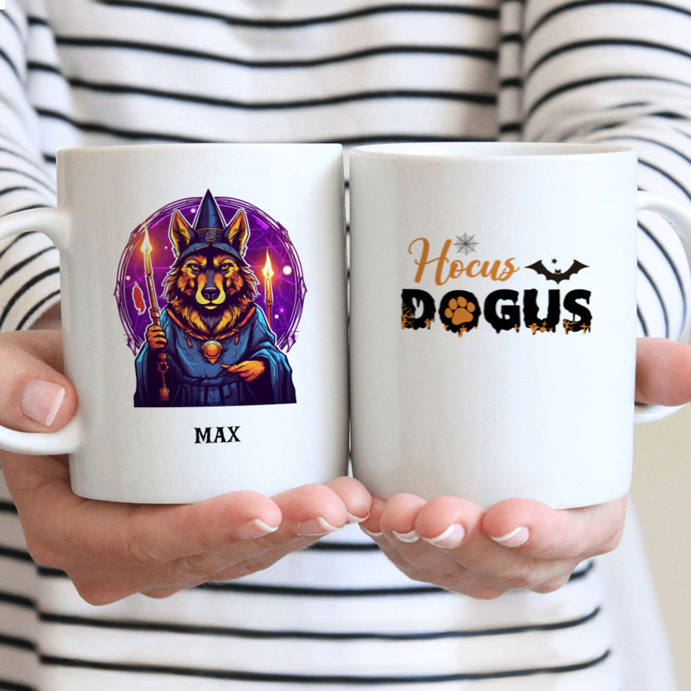 Halloween Dog Mug - Cute German Shepherd Dog Witch Holding Candle Halloween Mug - Mug