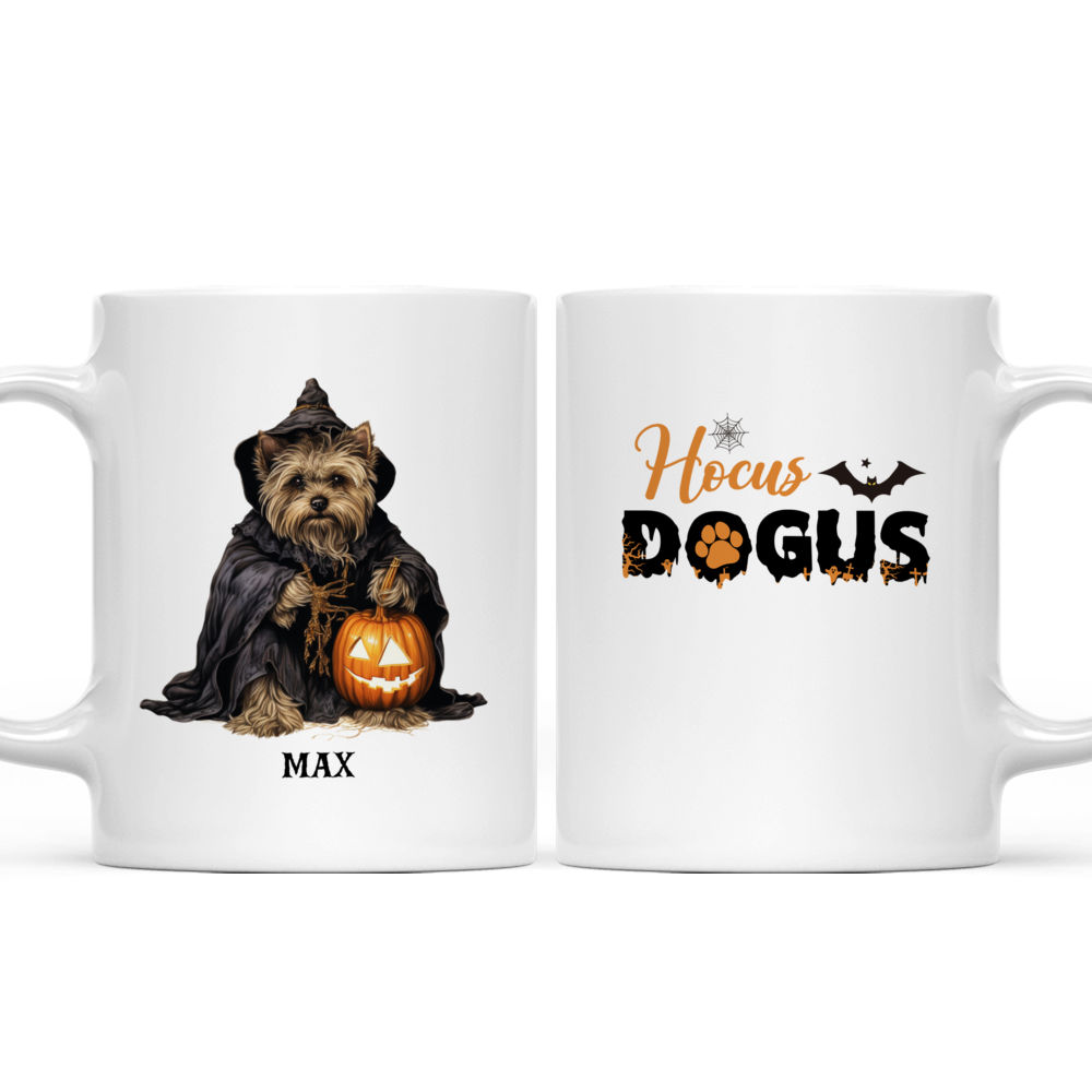 Halloween Dog Mug - Witchy Yorkshire Terrier Carving Halloween Pumpkin Cartoon - Mug_3