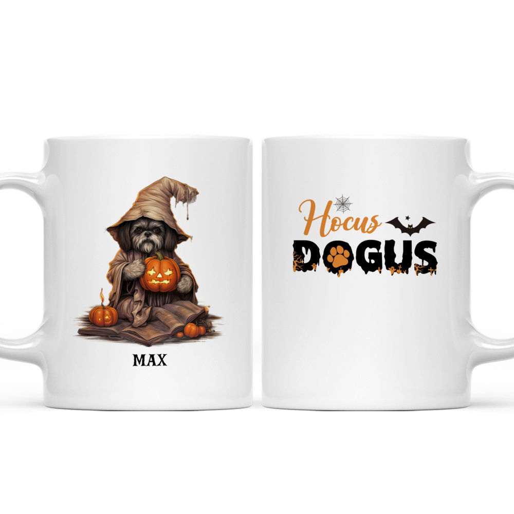 Halloween Dog Mug - Witch Shih Tzu Dog Carving Halloween Pumpkin Fairytale Book Style - Mug_3