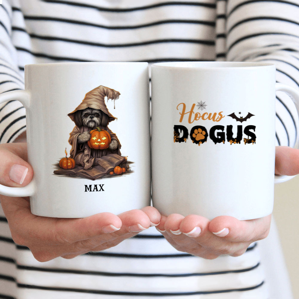 Halloween Dog Mug - Witch Shih Tzu Dog Carving Halloween Pumpkin Fairytale Book Style - Mug