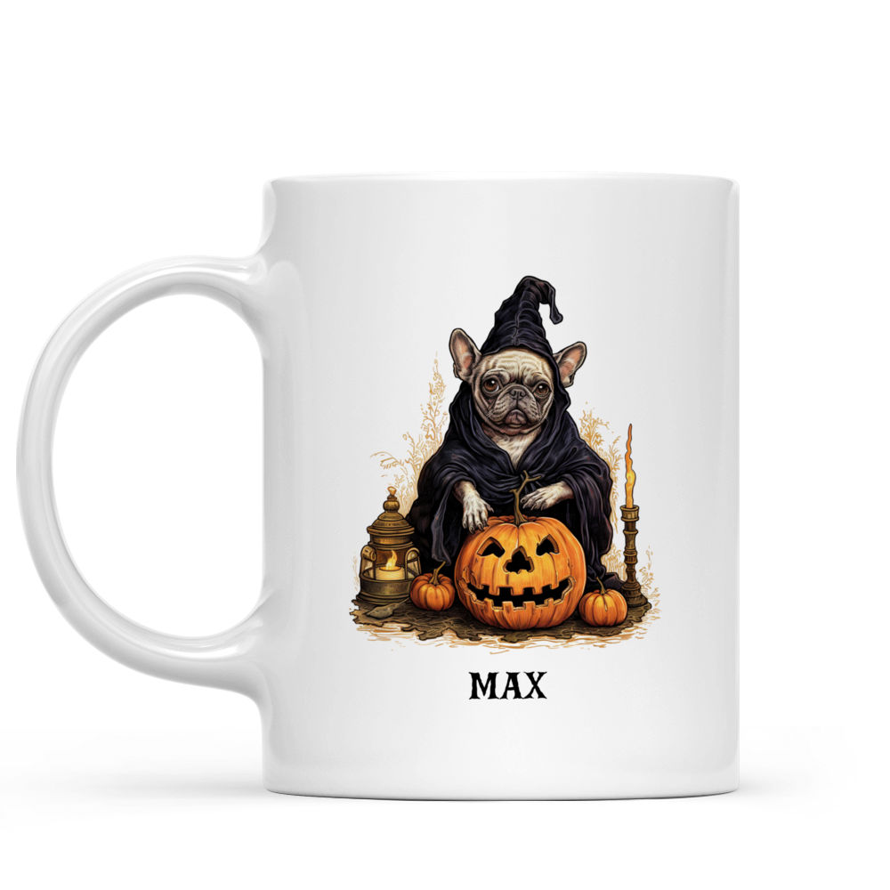 Halloween Dog Mug - Witch French Bulldog Carving Halloween Pumpkin Cartoon - Mug_1