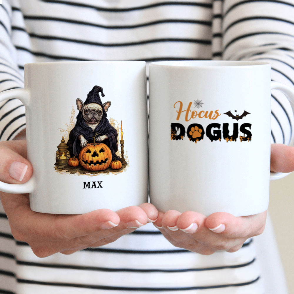 Halloween Dog Mug - Witch French Bulldog Carving Halloween Pumpkin Cartoon - Mug