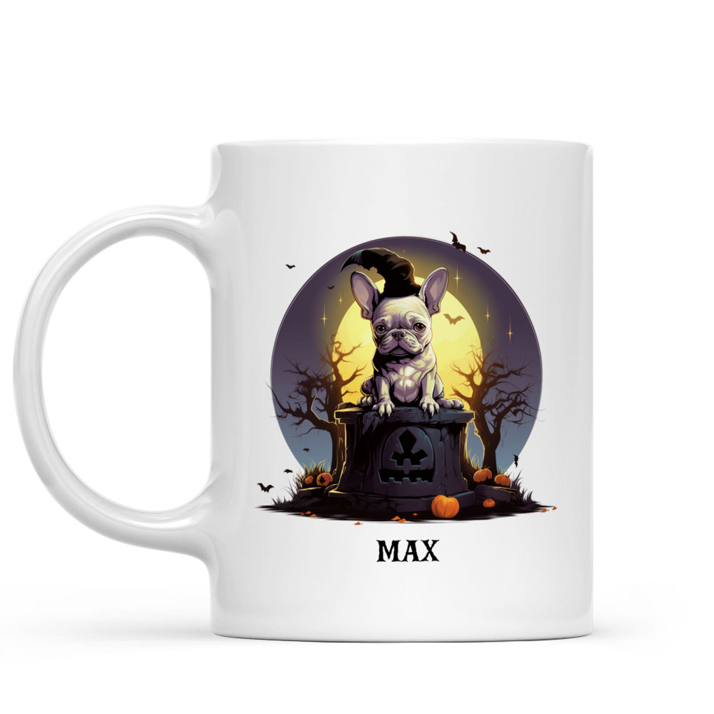 Halloween Dog Mug - Halloween Wtich French Bulldog Sitting on the Tomb - Mug_1