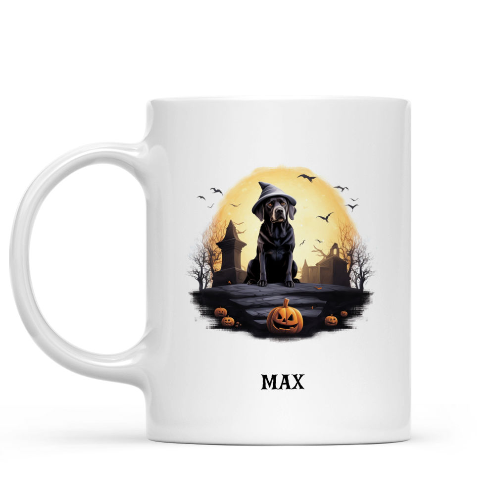 Halloween Dog Mug - Halloween Wtich Labrador Retriever Dog Sitting on the Tomb - Mug_1