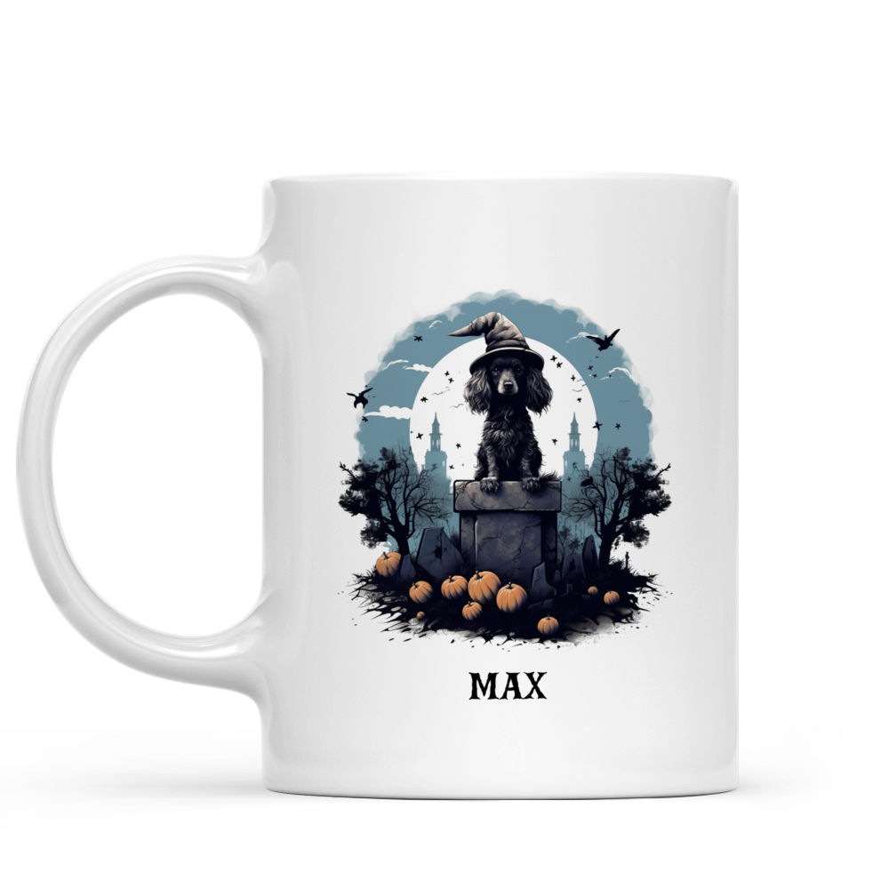 Halloween Dog Mug - Halloween Wtich Poodle Dog Sitting on the Tomb - Mug_1