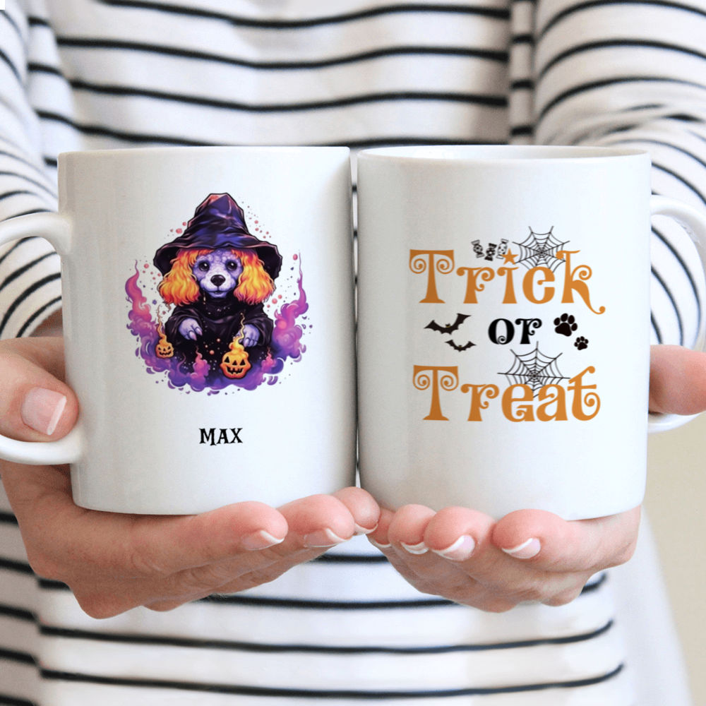 Halloween Dog Mug - Cute Poodle Dog in Witch Costume - Mug