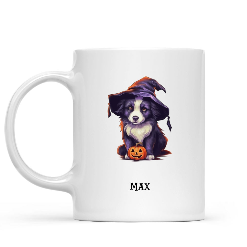 Halloween Dog Mug - Cute Border Collie Dog in Witch Costume - Mug_1