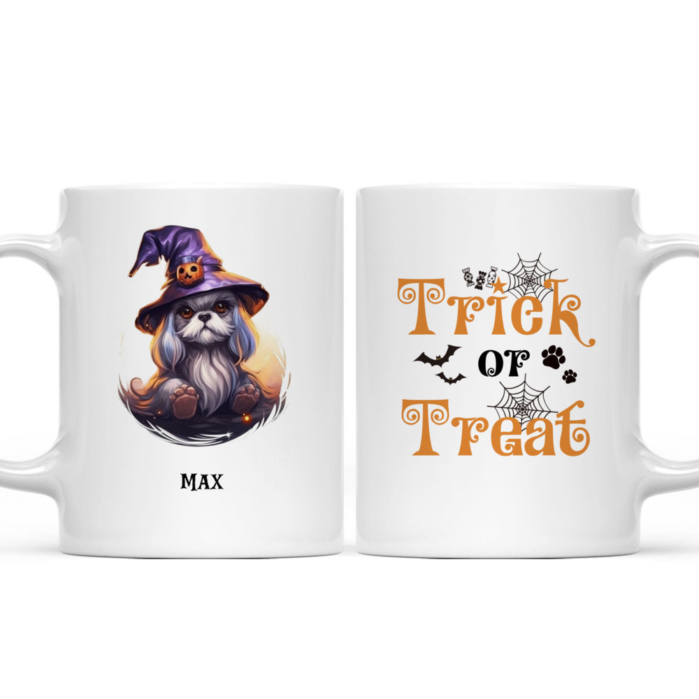 Cute Shih Tzu Dog Witch Illustration, Halloween Cyberpunk Theme