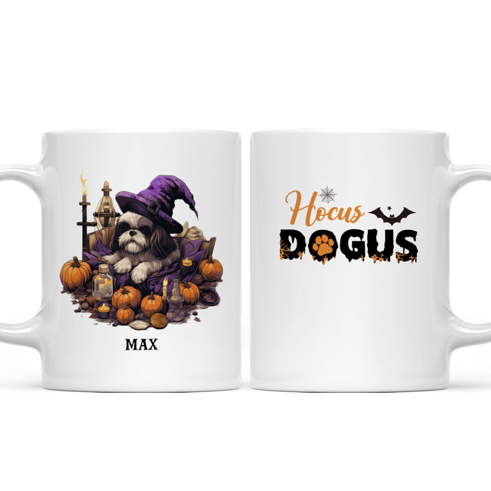 Halloween Dog Mug - Witch Shih Tzu Dog Sleeping on Halloween Potions Purple Lanterns - Mug_3