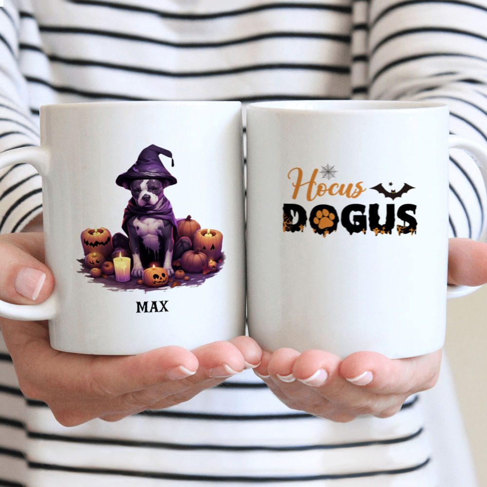 Halloween Dog Mug - Halloween Pitbull Dog Sleeping on Potions and Lanterns in Pastel Goth Scene - Mug