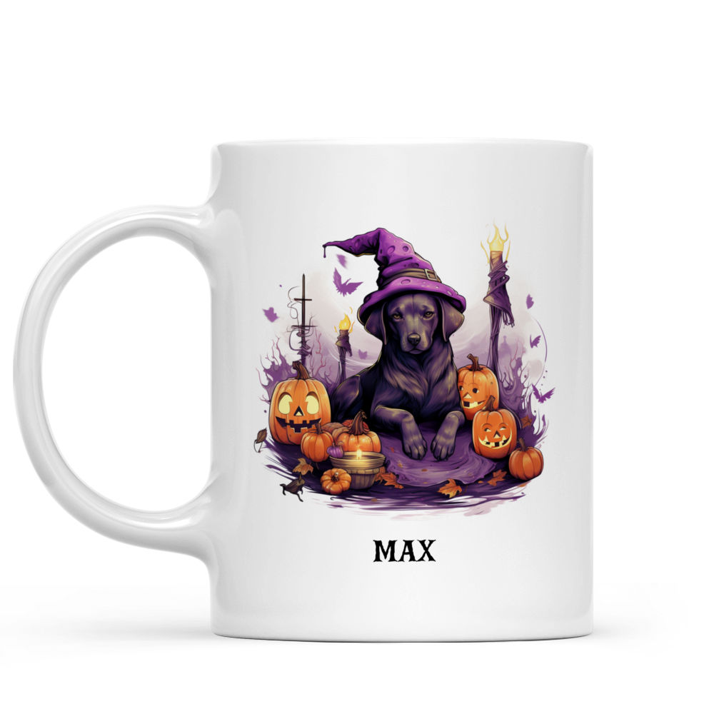 Halloween Dog Mug - Halloween Labrador Retriever Dog Witch Costume Sleeping On Purple Potion - Mug_1