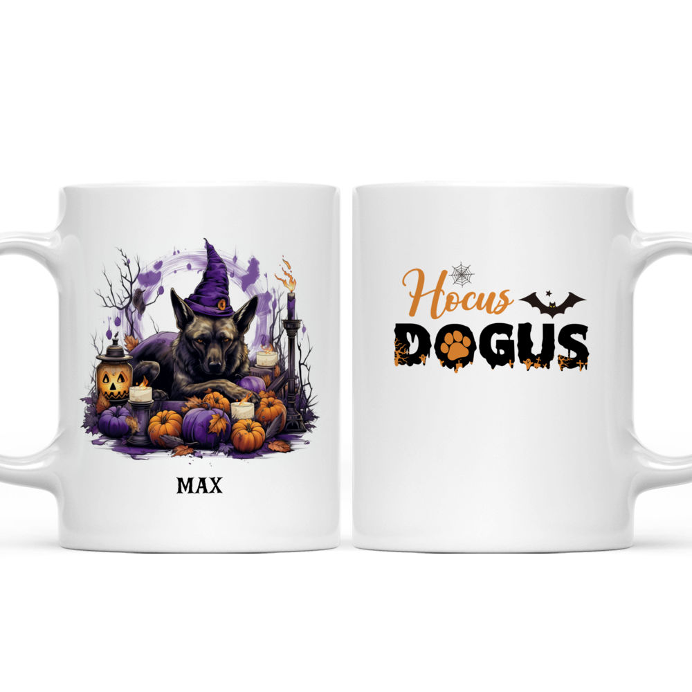 Halloween Dog Mug - Witch German Shepherd Dog Sleeping on Halloween Potions Purple Lanterns - Mug_3