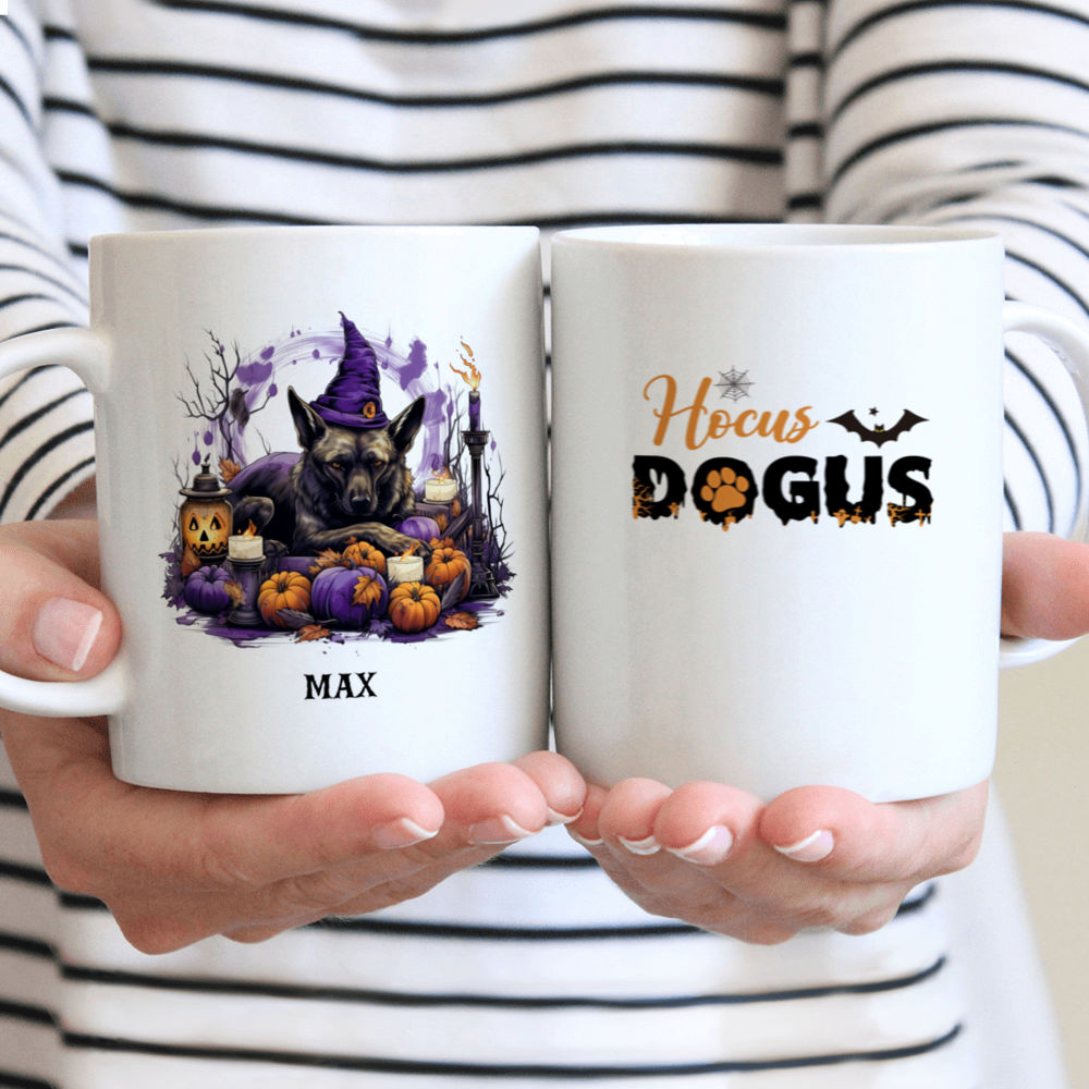 Halloween Dog Mug - Witch German Shepherd Dog Sleeping on Halloween Potions Purple Lanterns - Mug