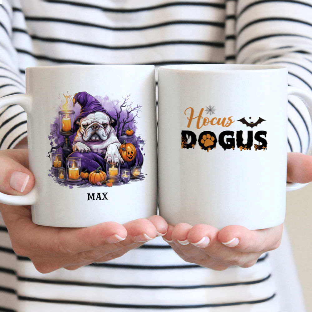 Halloween Dog Mug - Halloween Bulldog Witch Costume Sleeping On Purple Potion - Mug