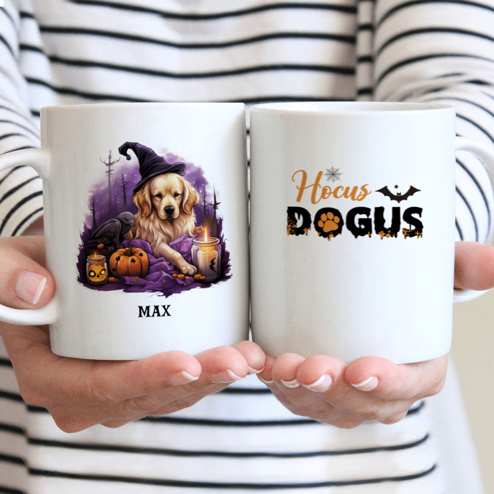 Halloween Dog Mug - Halloween Golden Retriever Dog Witch Costume Sleeping On Purple Potion - Mug