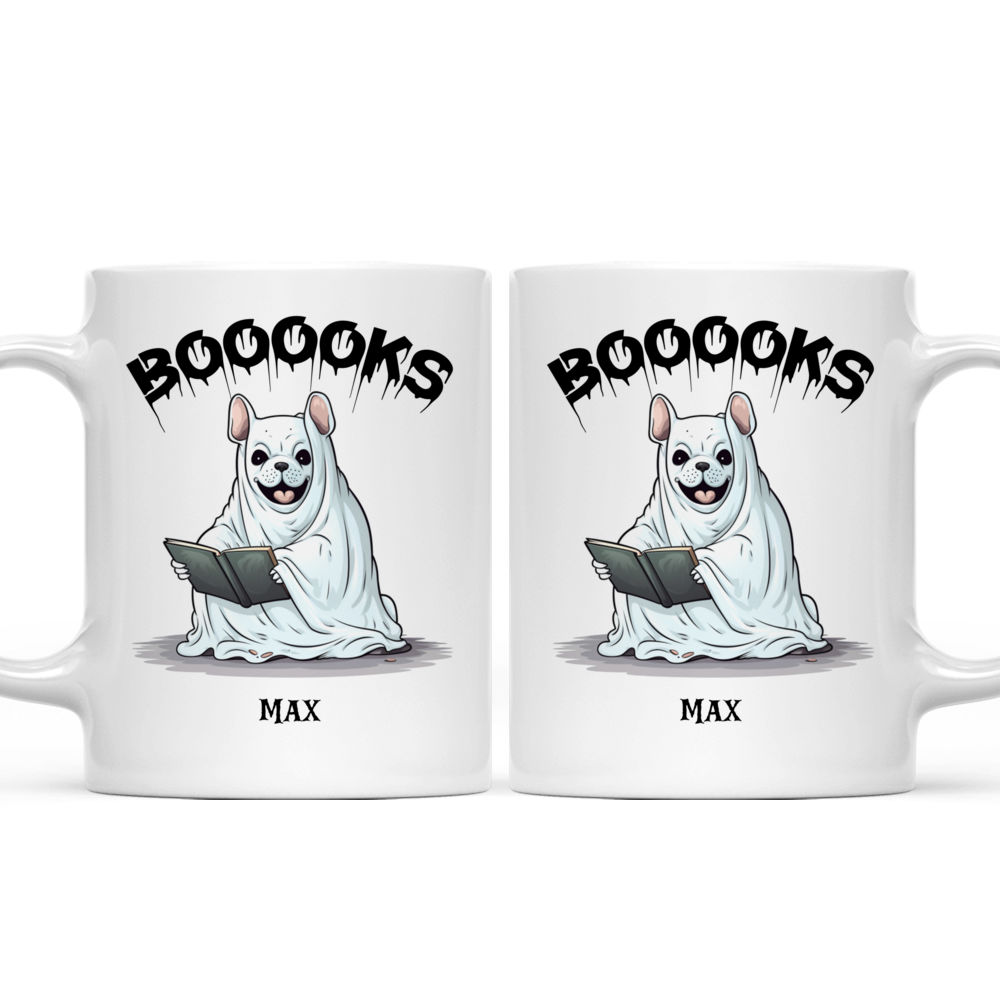 Halloween Dog Mug - French Bulldog Dog Halloween Ghost Costume Reading Cartoon - Mug_3