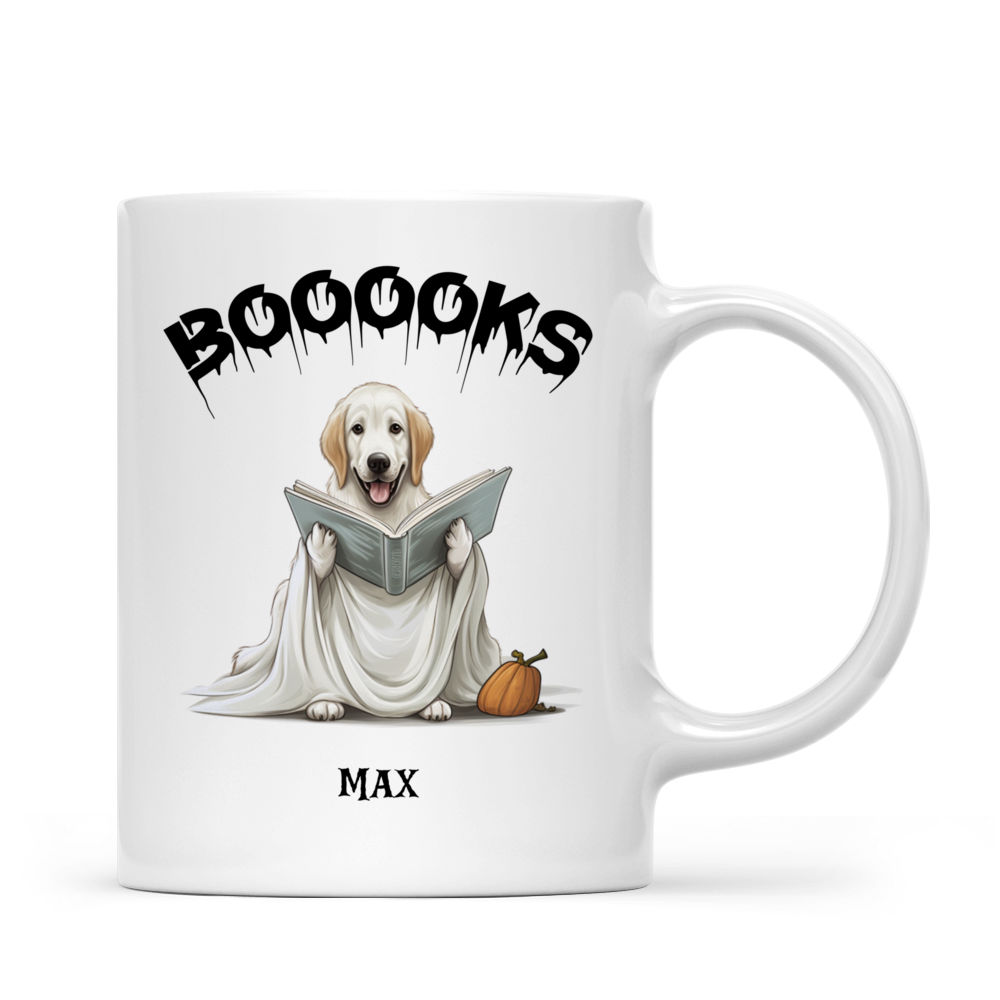 Halloween Dog Mug - Labrador Retriever Dog Halloween Ghost Costume Reading Cartoon - Mug_2