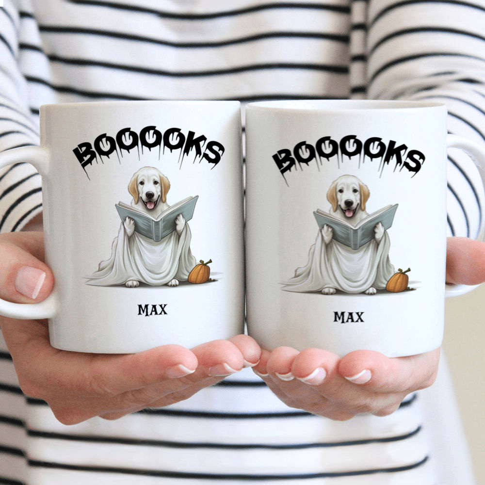 Halloween Dog Mug - Labrador Retriever Dog Halloween Ghost Costume Reading Cartoon - Mug