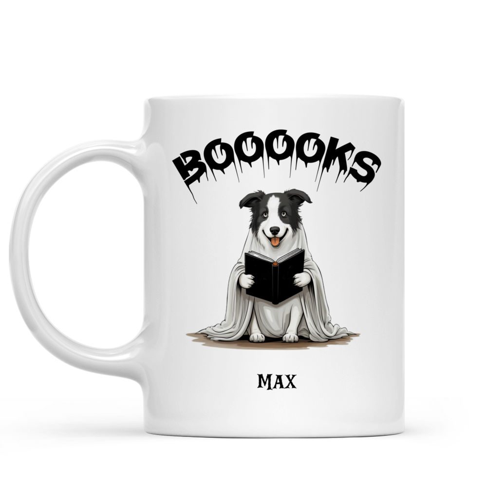 Halloween Dog Mug - Border Collie Dog Halloween Ghost Costume Reading - Mug_1