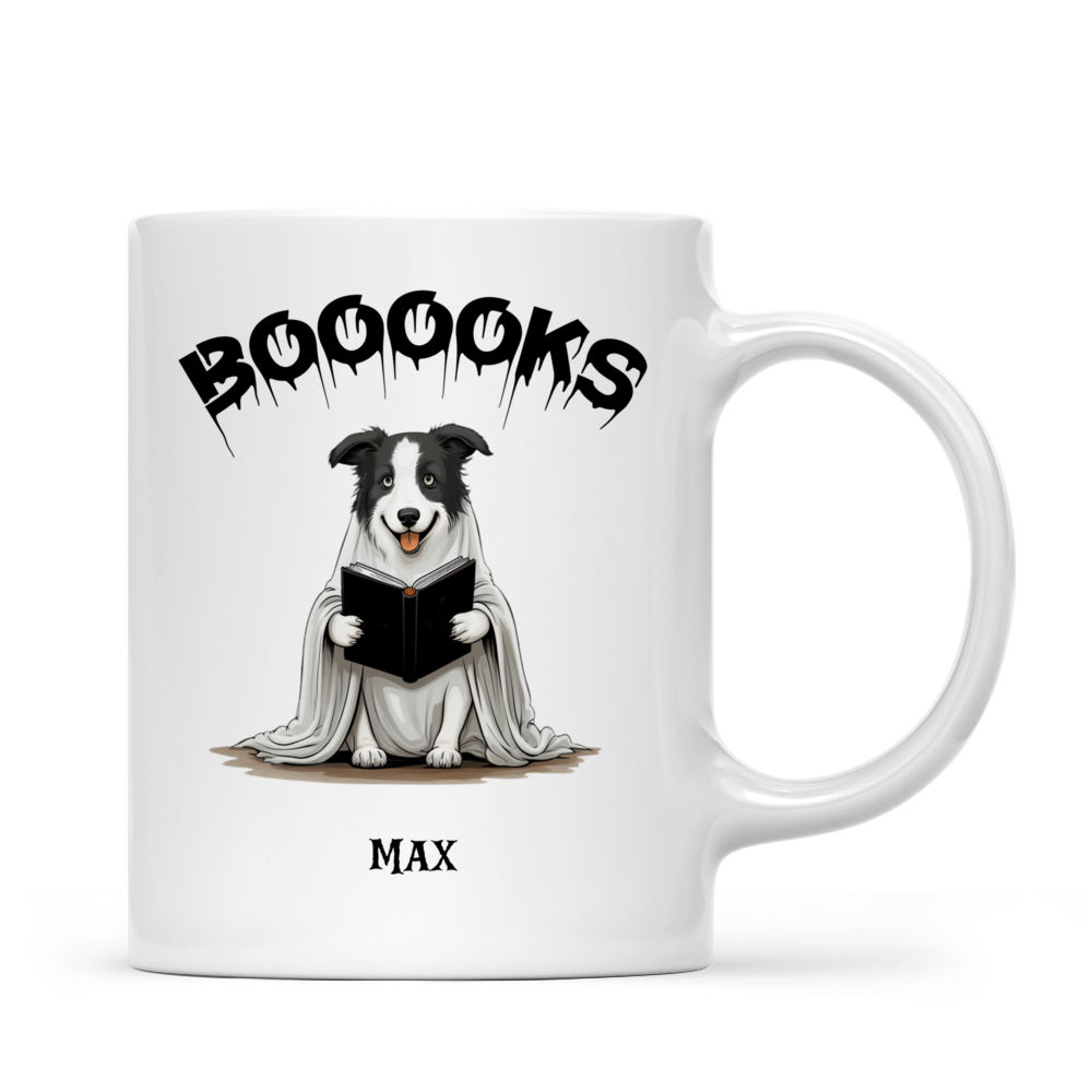 Halloween Dog Mug - Border Collie Dog Halloween Ghost Costume Reading - Mug_2