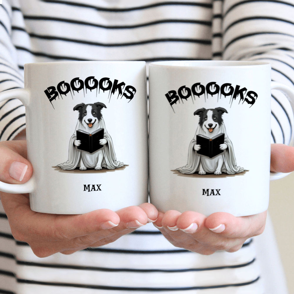 Halloween Dog Mug - Border Collie Dog Halloween Ghost Costume Reading - Mug