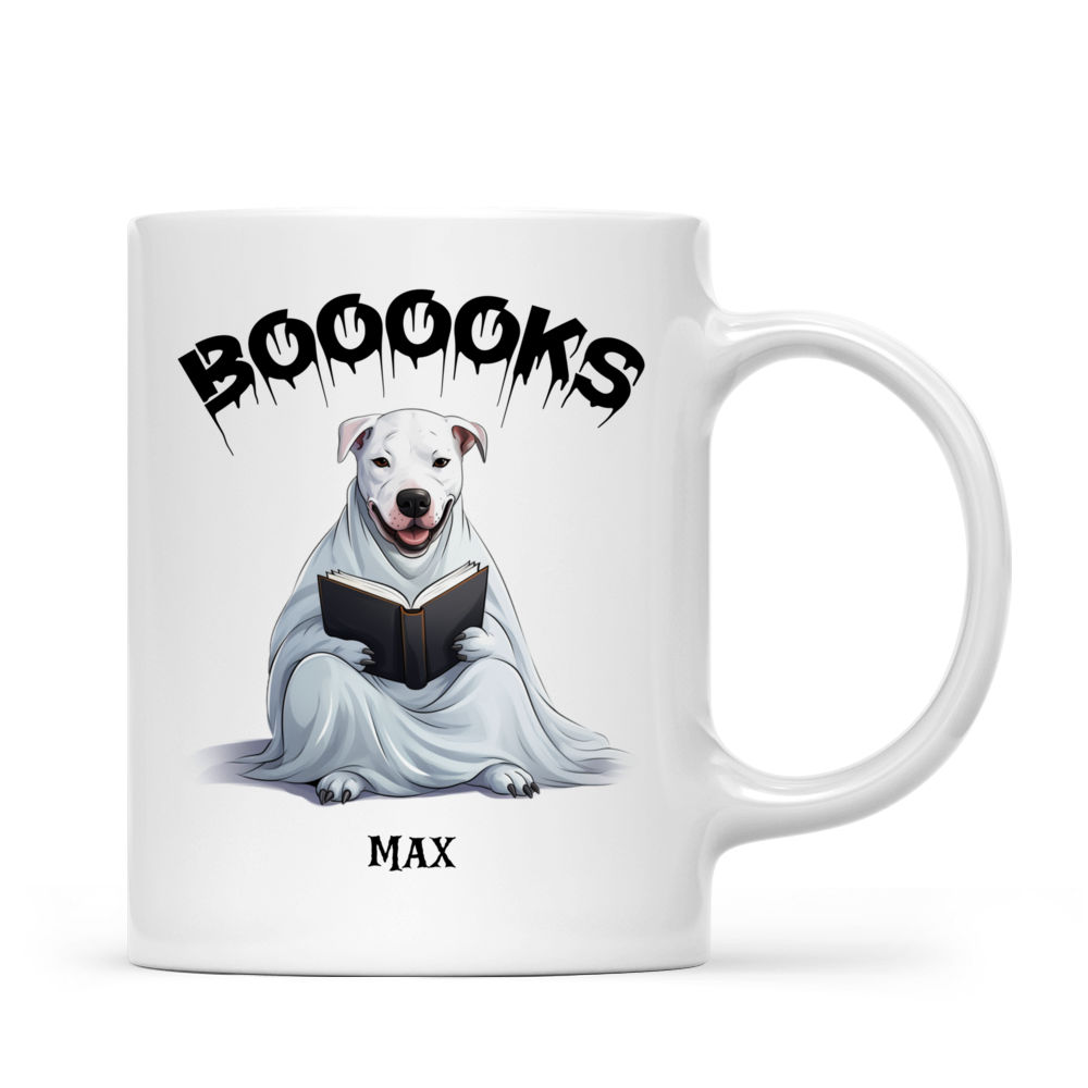 Halloween Dog Mug - Pitbull Dog in Halloween Ghost Costume - Mug_2