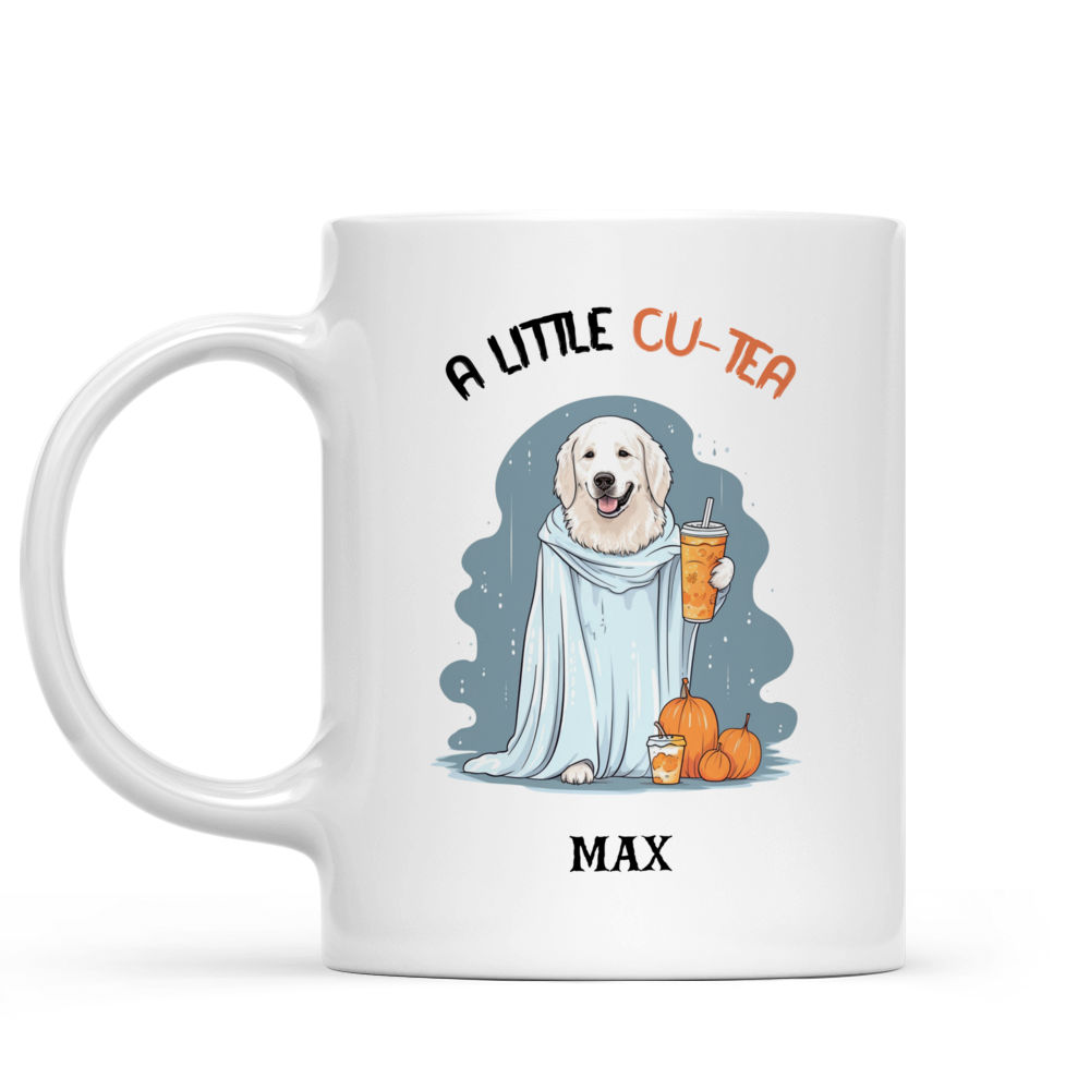 Personalized Mug - Halloween Dog Mug - Halloween Golden Retriever Dog Ghost Costume Drinking Bubble Milk Tea_1