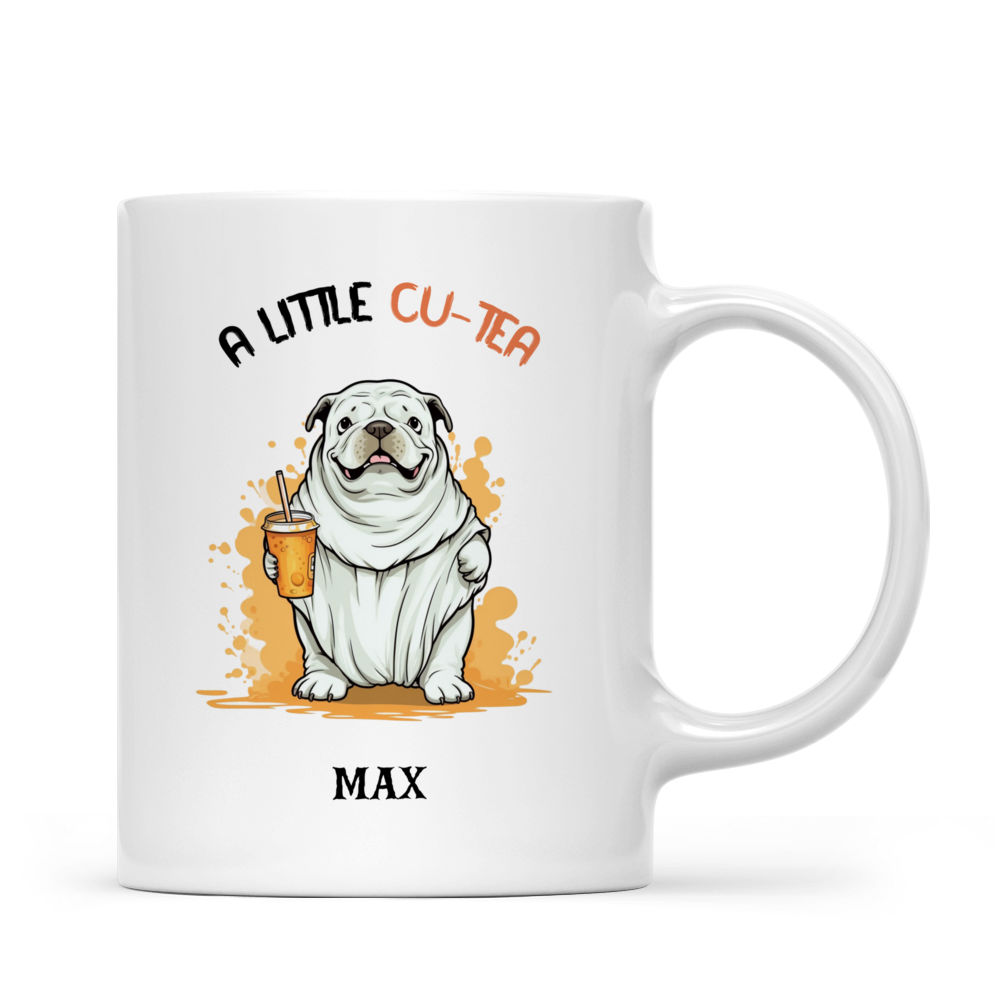 Halloween Dog Mug - Halloween Bulldog Ghost Costume Drinking Bubble Milk Tea - Mug_2