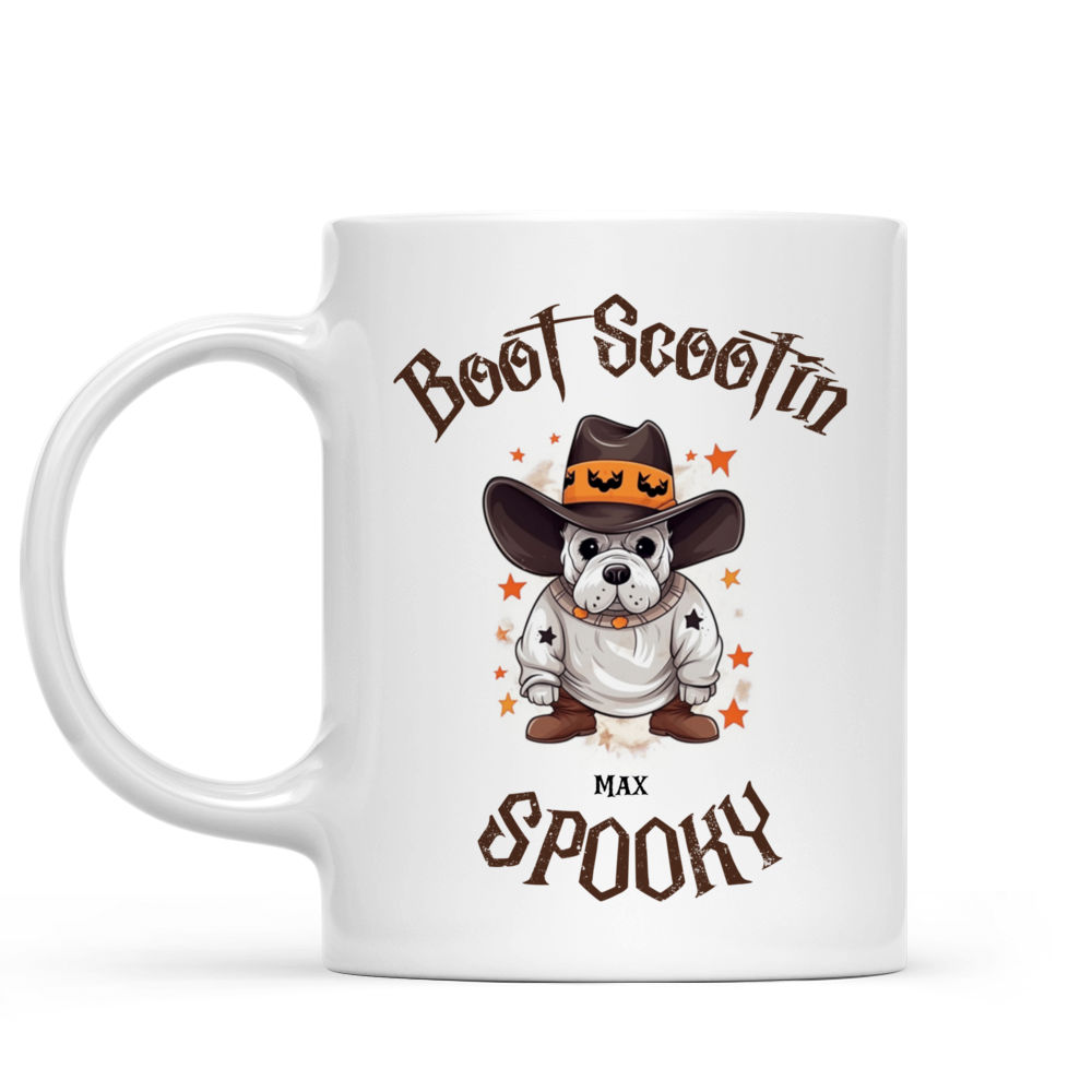 Halloween Dog Mug - Cute Bulldog Halloween Ghost Costume Trick or Treat Cowboy Hat Boot - Mug_1