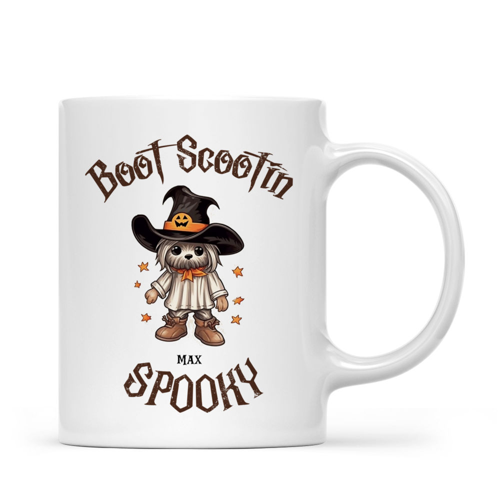 Halloween Dog Mug - Cute Yorkshire Terrier Halloween Ghost Costume Trick or Treat Cowboy Hat Boot - Mug_2