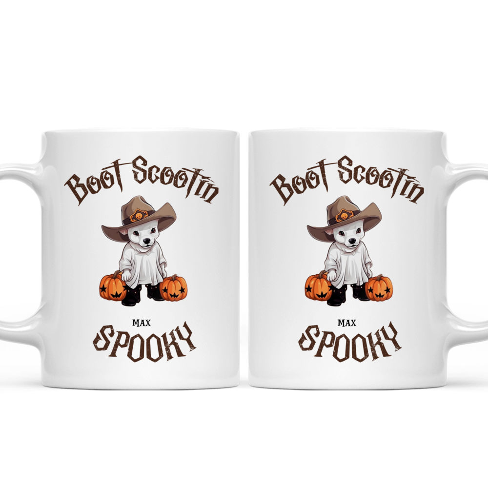 Halloween Dog Mug - Cute Pitbull Dog Halloween Ghost Costume Trick Or Treat Cowboy Hat Boot Graphic Kawaii Anime Style - Mug_3