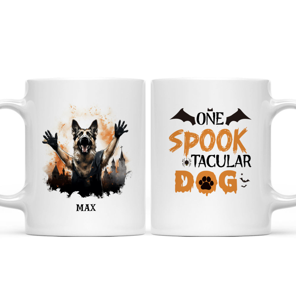 Halloween Dog Mug - German Shepherd Dog Wearing Halloween Ghost Costume Flat Art - Mug_3