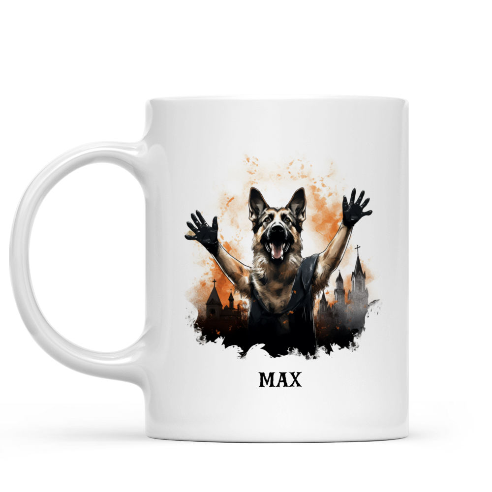 Halloween Dog Mug - German Shepherd Dog Wearing Halloween Ghost Costume Flat Art - Mug_1