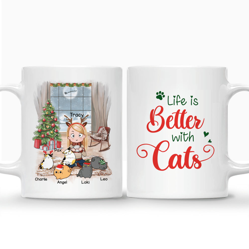 Personalized Mug - Cat Xmas Mug - Life is better with Cats_3