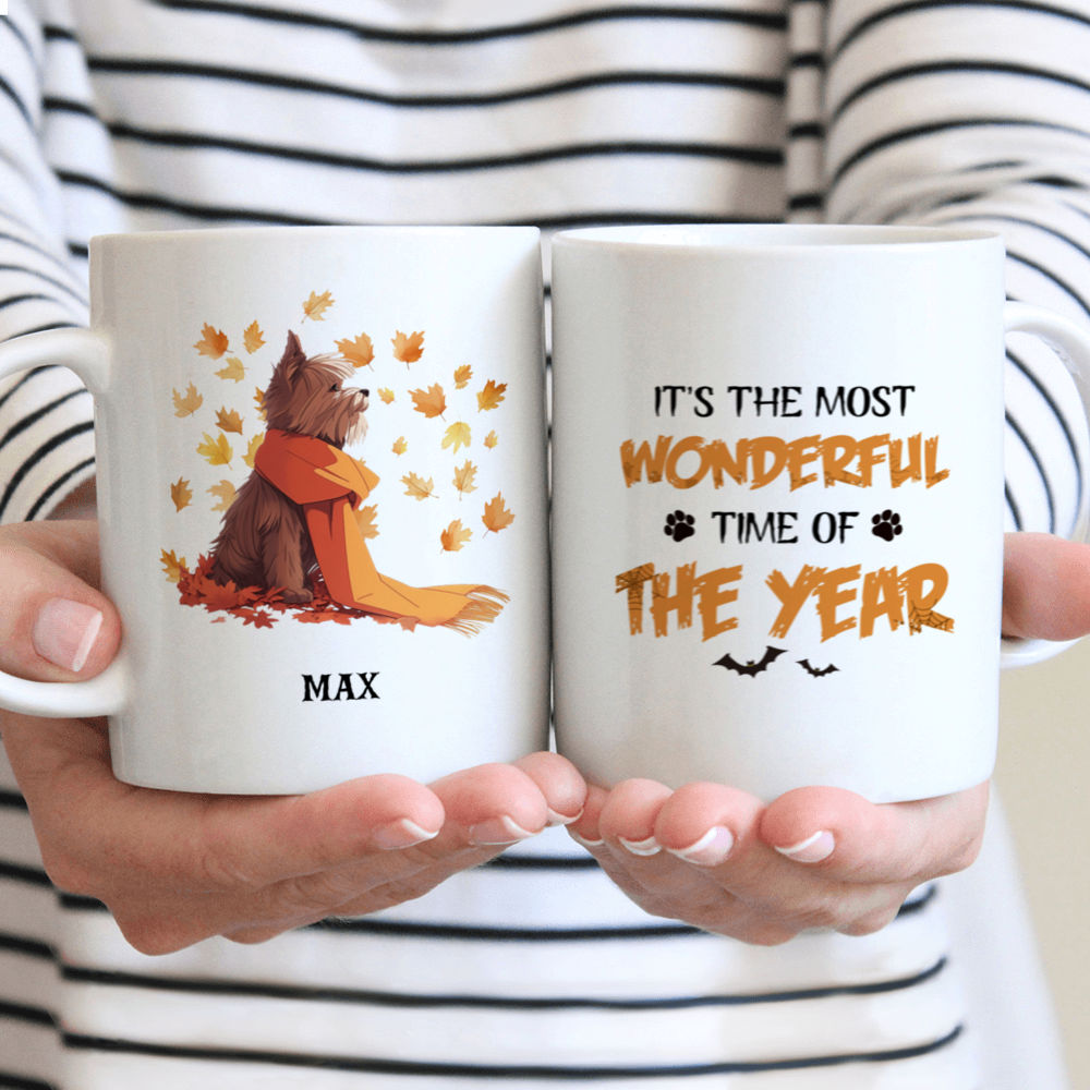 Halloween Dog Mug - Cute Autumn Yorkshire Terrier Dog Mug - Mug