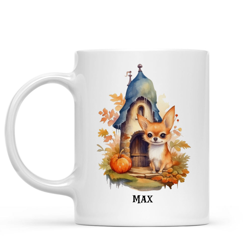 Halloween Dog Mug - Watercolor Chihuahua in a Gnome's House - Mug_1