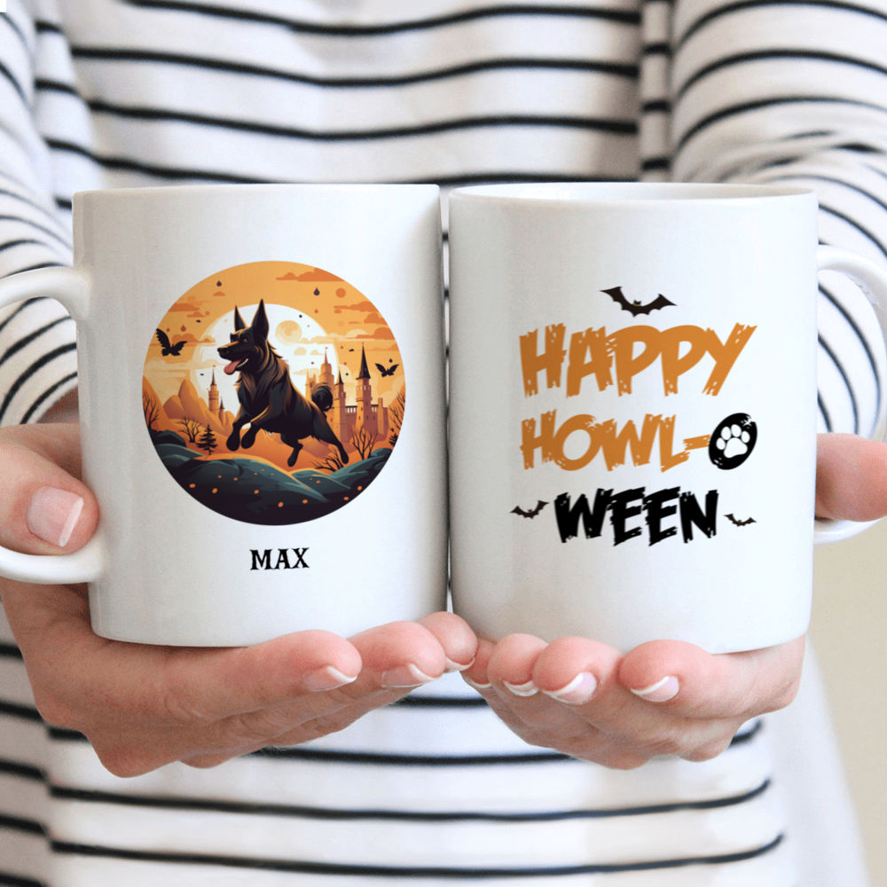 Halloween Dog Mug - Magical Flying German Shepherd Dog Halloween Cartoon - Mug