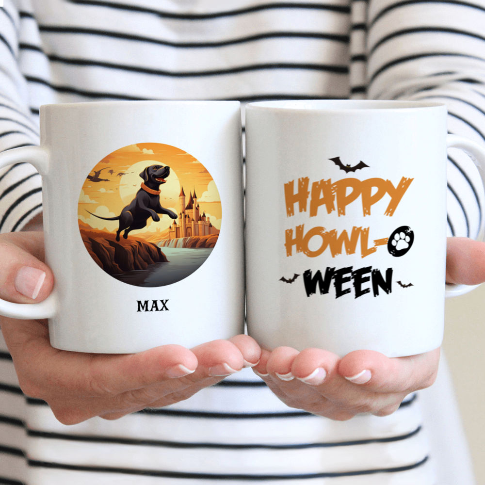 Halloween Dog Mug - Magical Flying Labrador Retriever Dog Halloween Cartoon - Mug