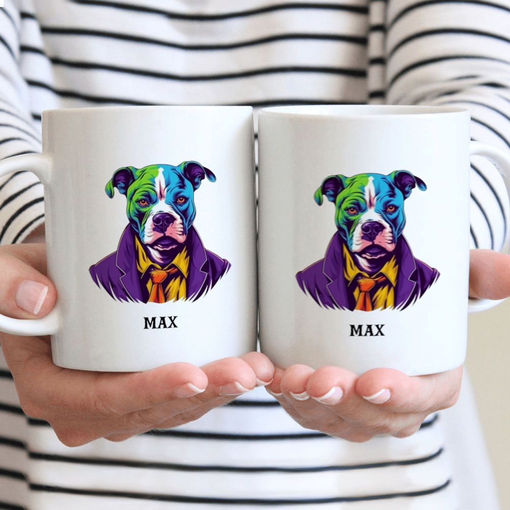 Halloween Dog Mug - Halloween Joker Pitbull Dog - Mug