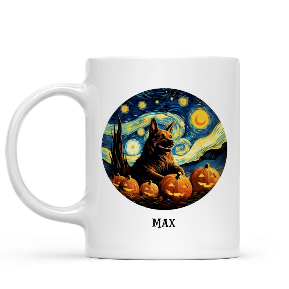 Personalized Mug - Halloween Dog Mug - German Shepherd at Starry night of Van Gogh_1
