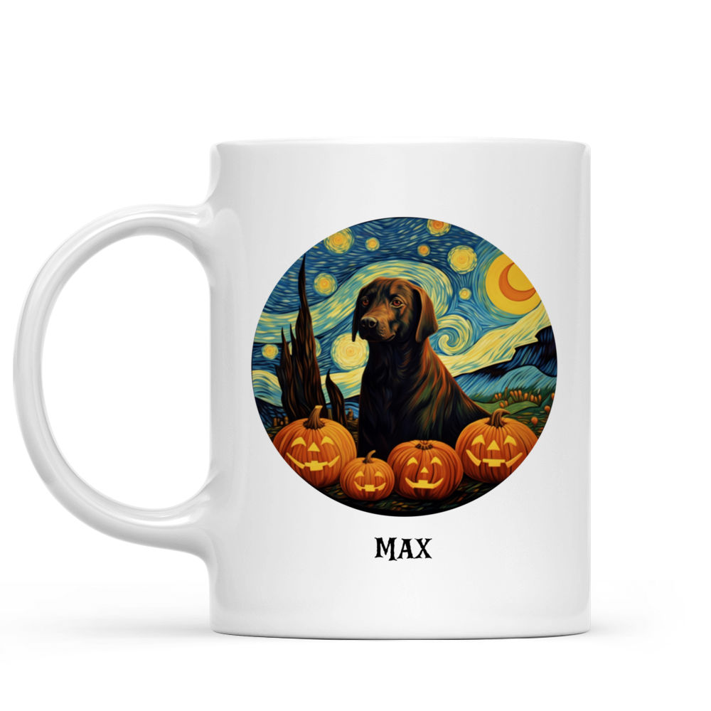 Halloween Dog Mug - Labrador Retriever at Starry night of Van Gogh - Mug_1