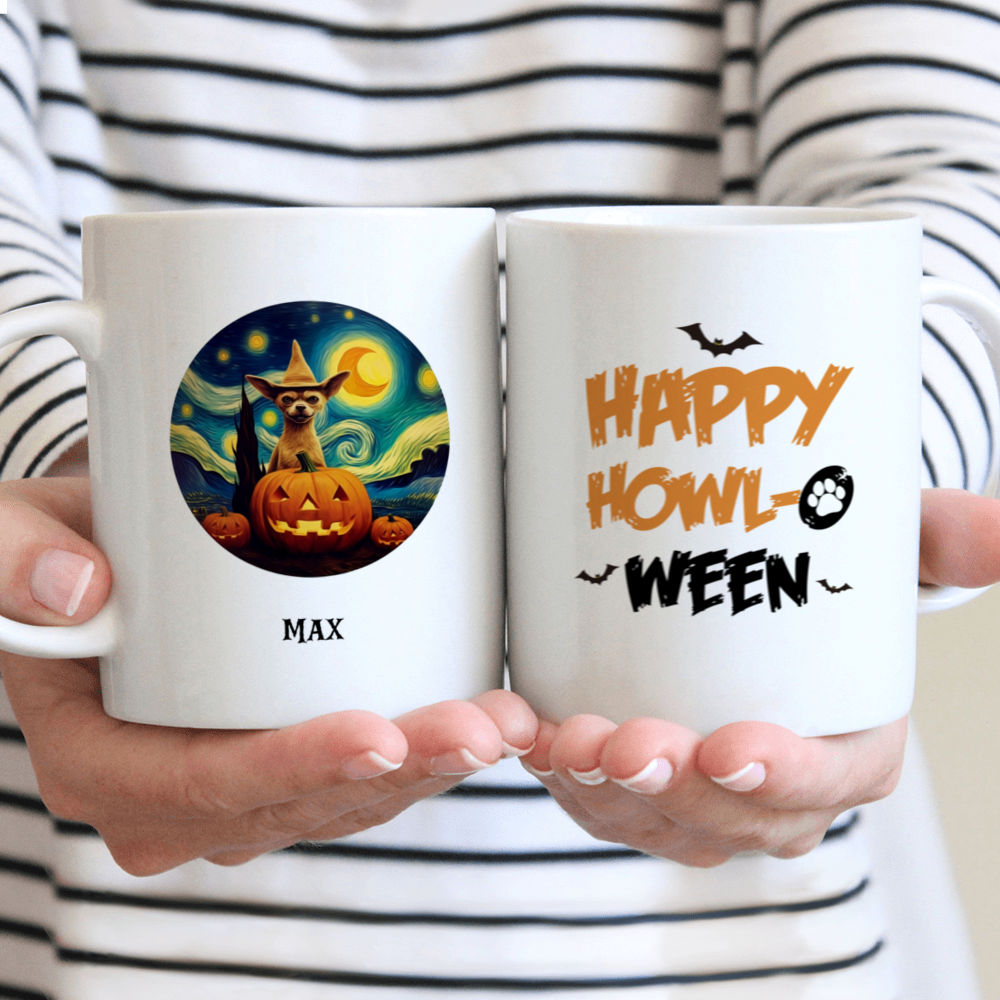 Halloween Dog Mug - Chihuahua at Starry night of Van Gogh - Mug